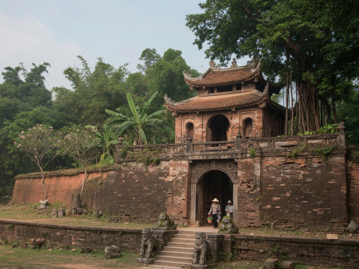 Historic gate and ramparts at Co Loa Ancient Citadel